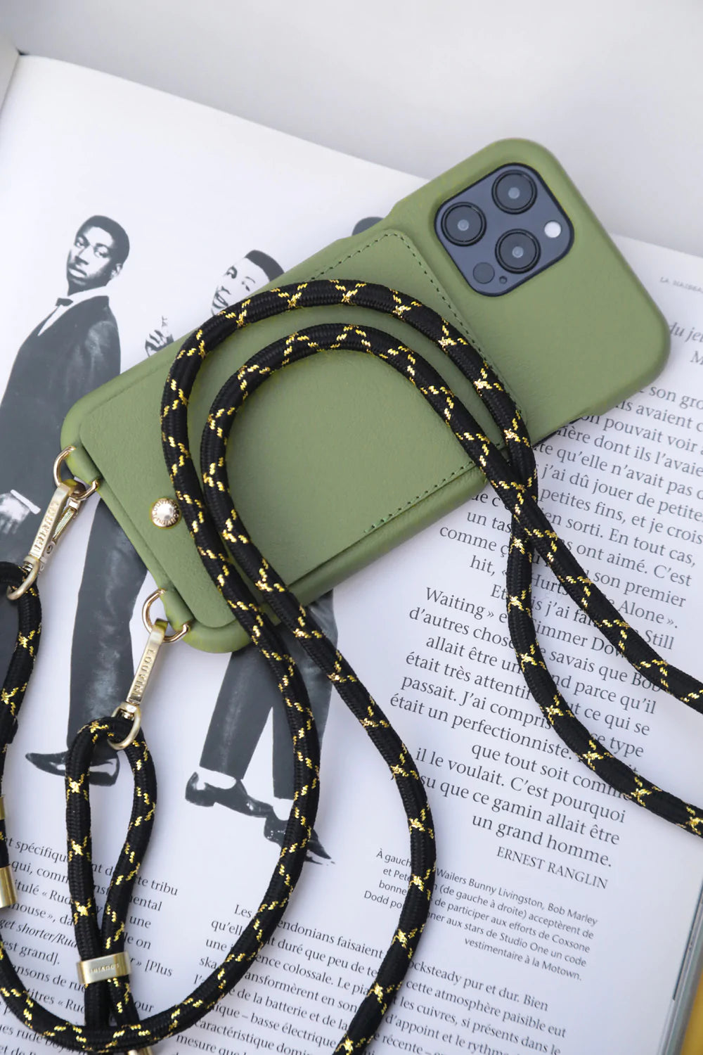 Tessa Noir/Doré - Cordon Bandoulière pour Coque