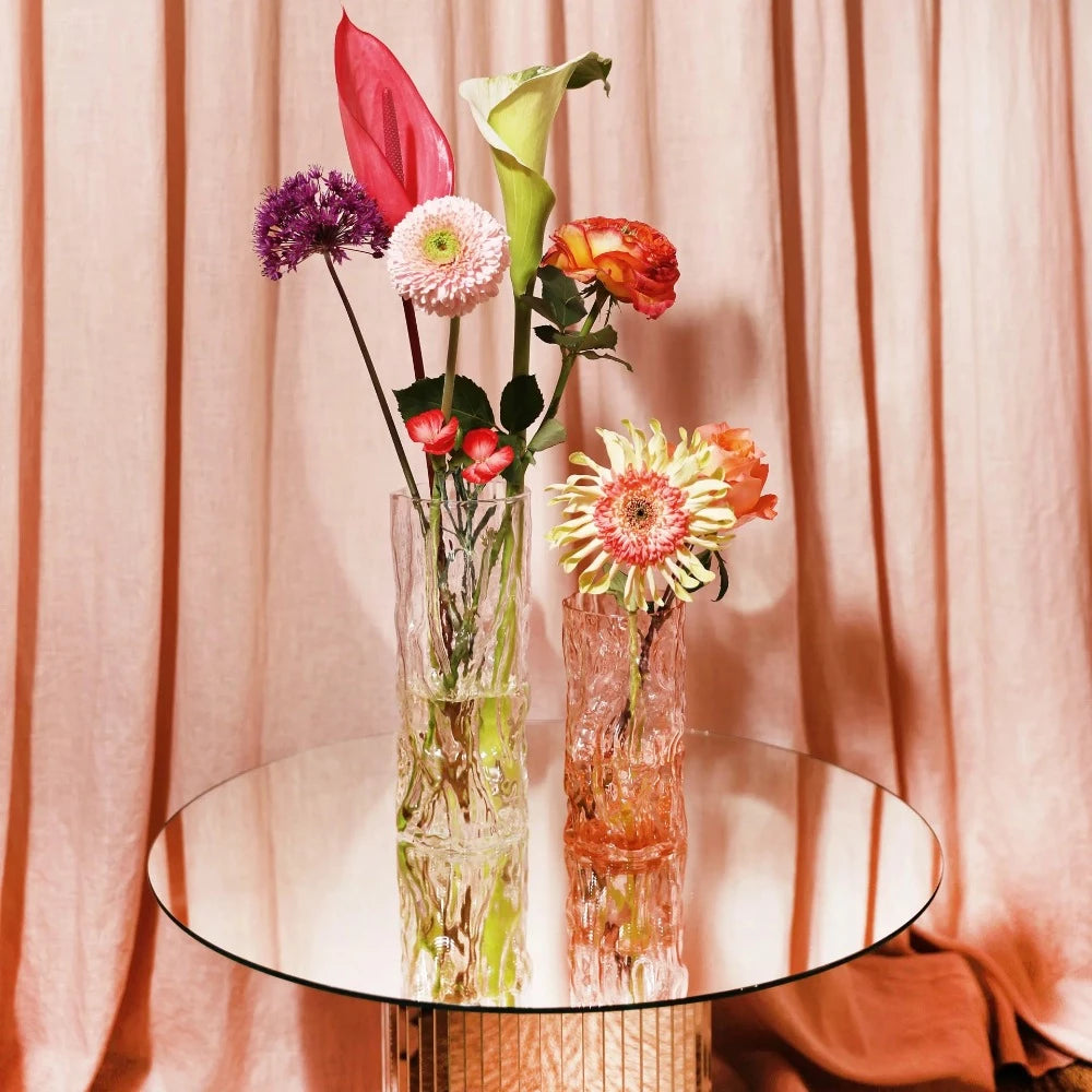 Trunk Pink - Vase à la forme organique - en verre rose - Klevering
