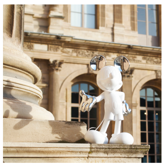 Mickey Welcome Bicolore - Blanc et Argent - figurine 30cm - Leblond Delienne