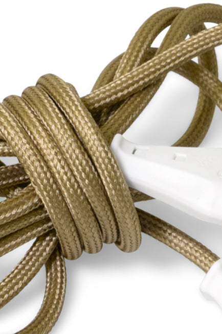 Bronze Antique - Suspension Classic White - cable tissu bronze douille en porcelaine blanche - NUD collection