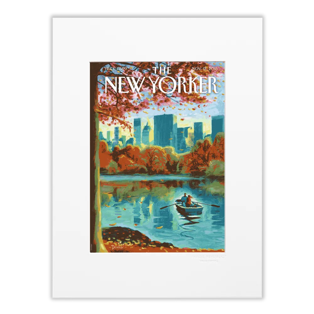 Affiche 30x40 'Row Boat in Central Park" par Drooker pour The New Yorker