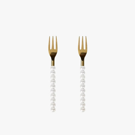 Fourchettes Perles Lepelclub - Pearl Forks - Set de 2 fourchettes avec manches en perles