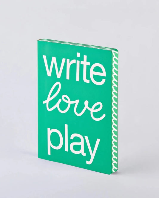 Carnet Nuuna Write Love Play Recto - Couverture verte mots blancs