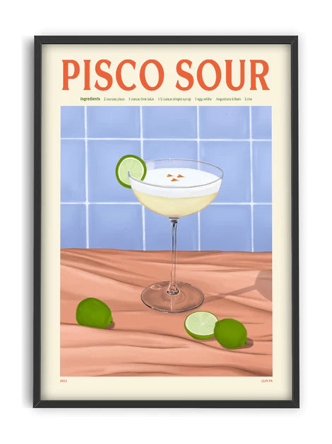 Pisco Sour - Affiche 50 x 70cm cocktail Elin Pk - PSTR Studio