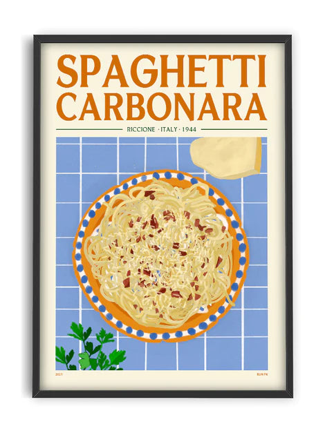 Spaghetti Carbonara - Affiche 30 x 40 cm Elin Pk - PSTR Studio