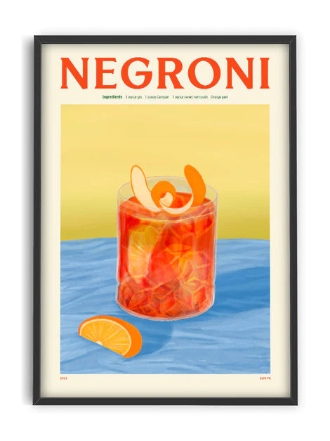 Negroni - Affiche 30 x 40 cm - cocktail par Elin Pk - PSTR Studio