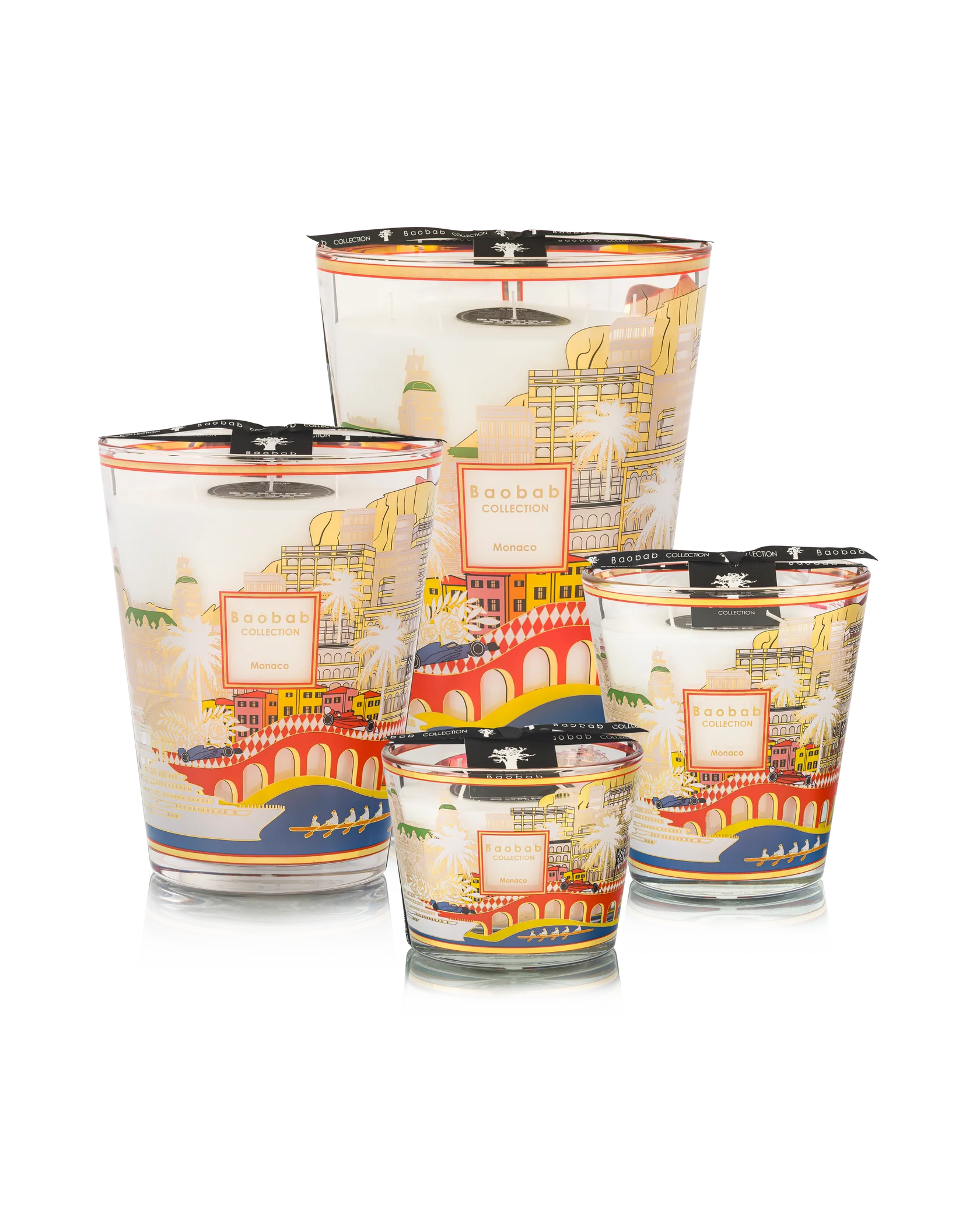 Ensemble des 4 bougies parfumées Monaco Baobab Collection : Max 10, Max 16, Max 24 et Max 35