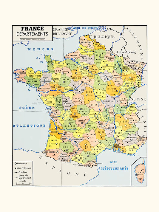 France Départements - Affiche 24 x 30 cm - Collection Rossignol