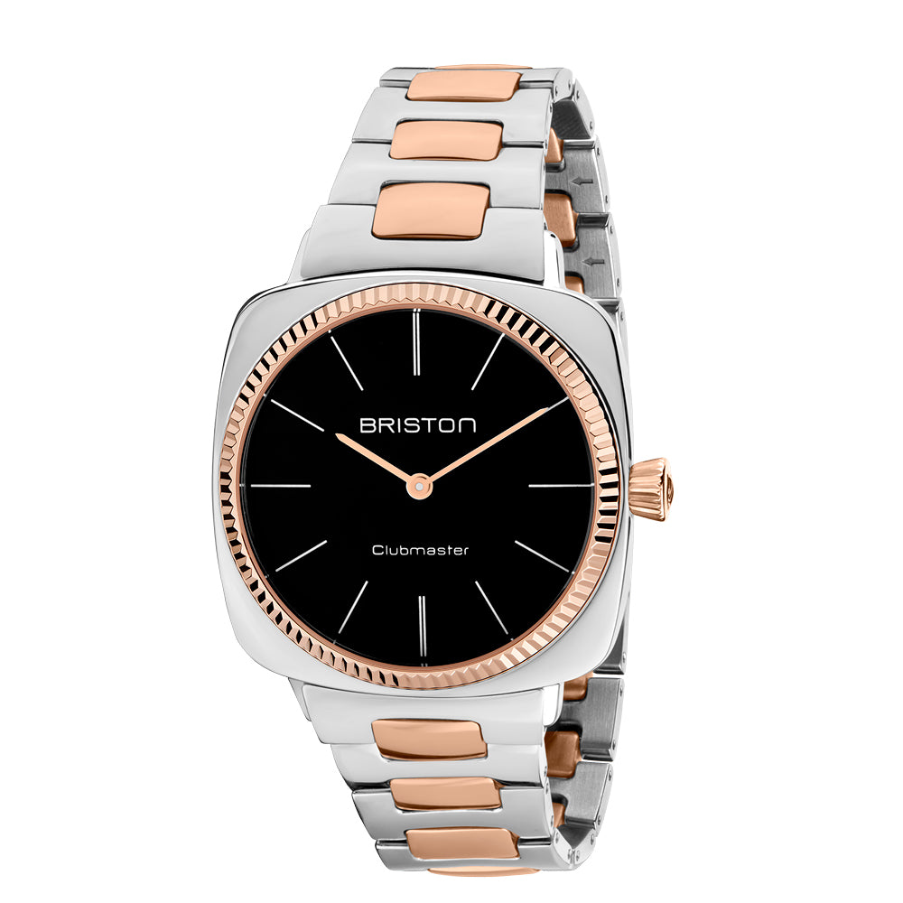 Clubmaster Élégant Acier Gold - Cadran Noir - Montre Femme Briston