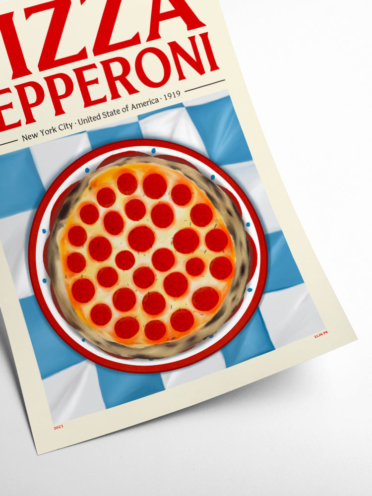 Pizza Pepperoni - Affiche 30x40 cm - Elin Pk - Pstr Studio