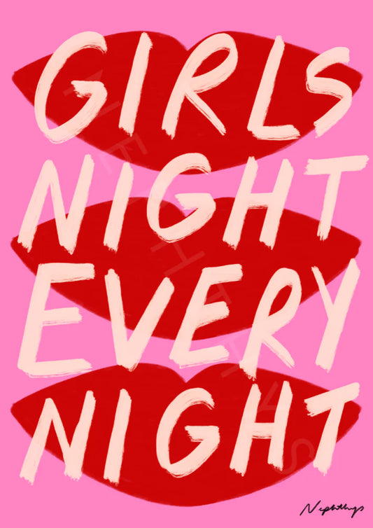 Girls Night Print Nephthys Illustrated - Affiche Girls Nihgt every night