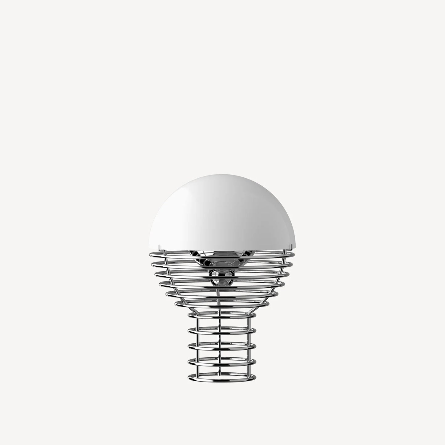 Wire Portable Verner Panton blanche Ø18 cm, LED rechargeable, design iconique danois, disponible à Lille.