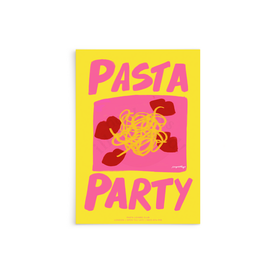 Pasta Party Print Nephthys Illustrated - Affiche Pasta Party Fond jaune