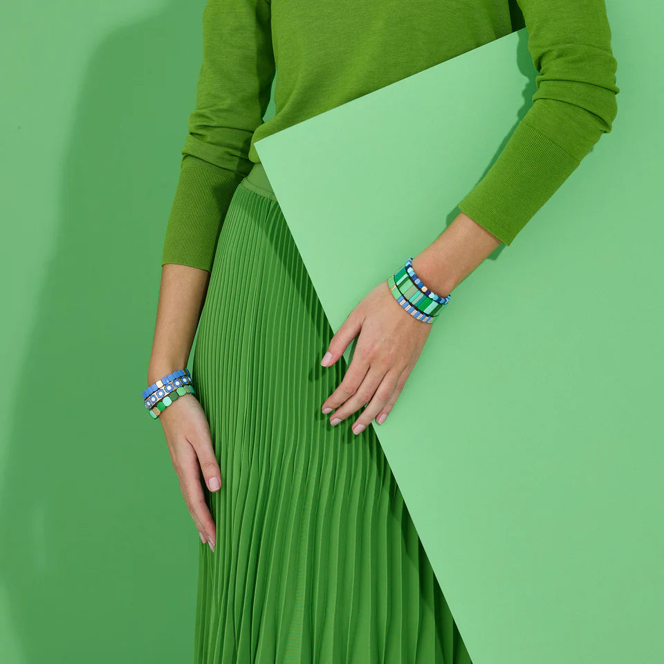 Bracelet Simone à Bordeaux Colorful Multi Vert en métal émaillé