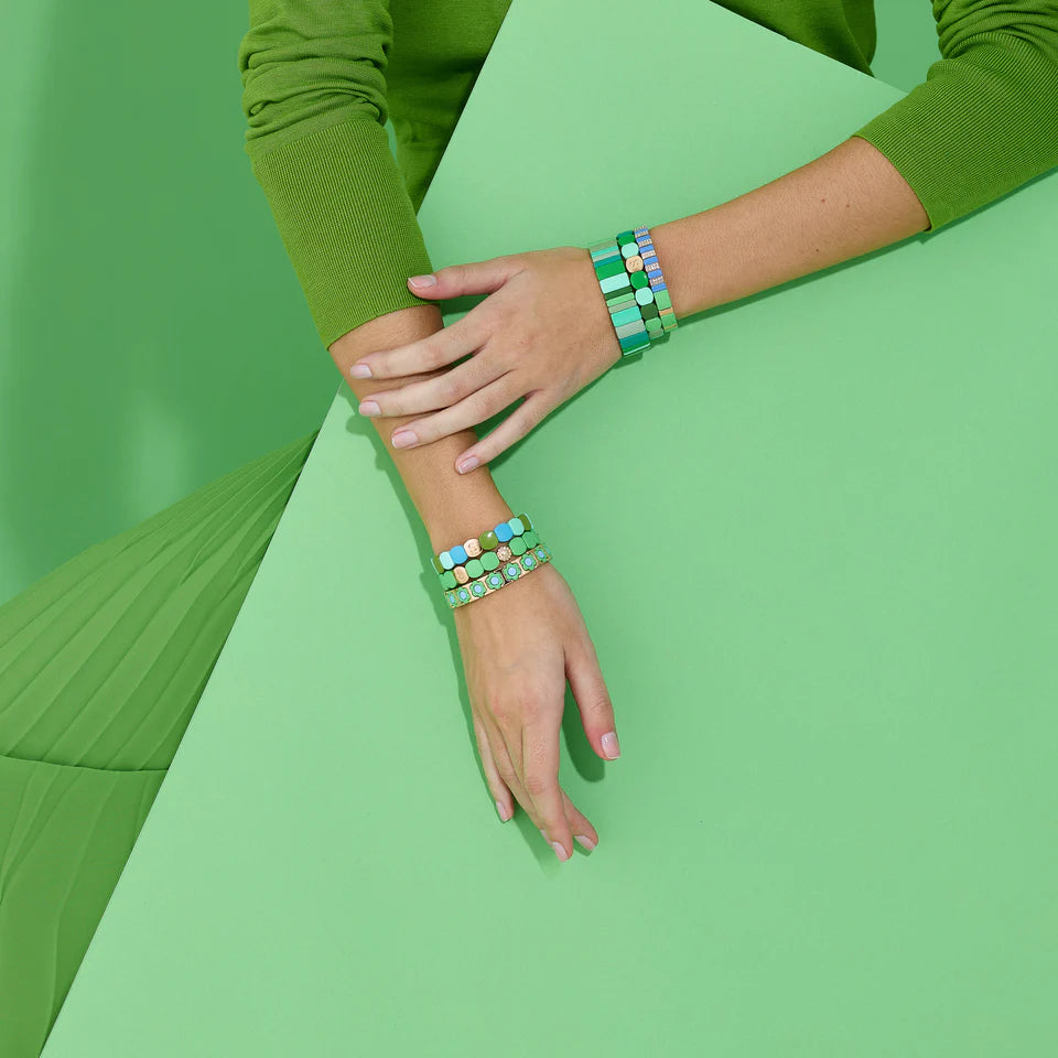 Bracelet Simone à Bordeaux Colorful Multi Vert en métal émaillé