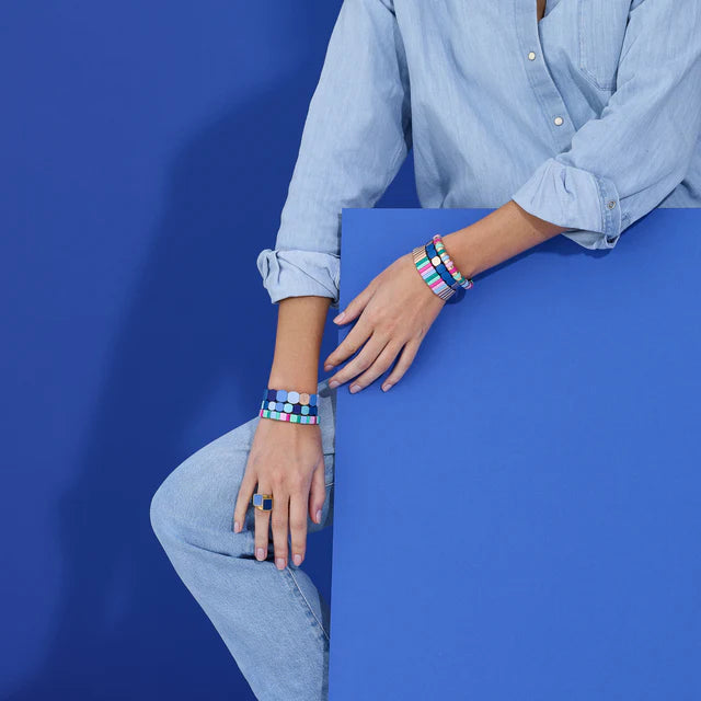 Bracelet Simone à Bordeaux Colorful Multi Bleu en métal émaillé