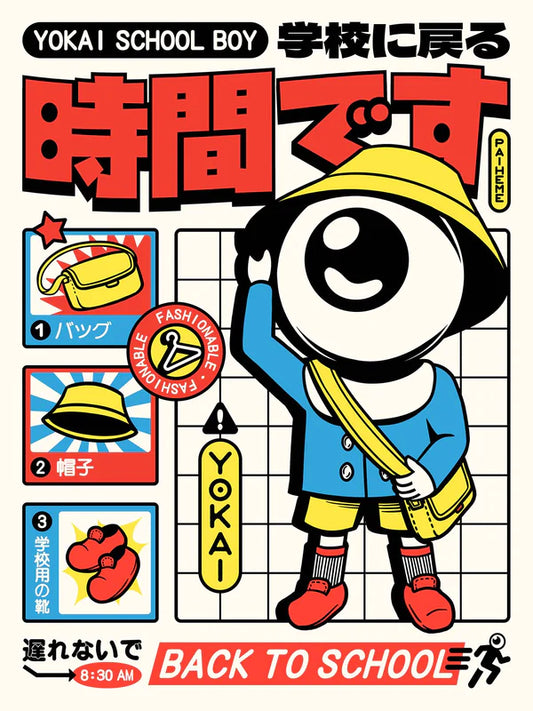 Yokai Schoolboy - Illustration 30x40 cm - Paiheme