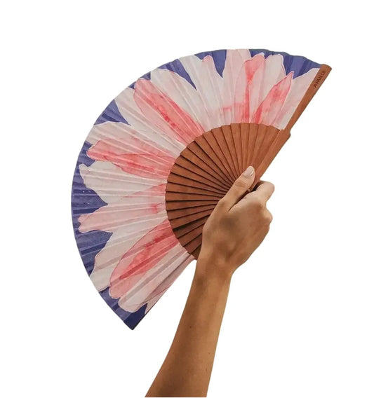 Éventail Pink Power en coton bois de poirier par A fan of