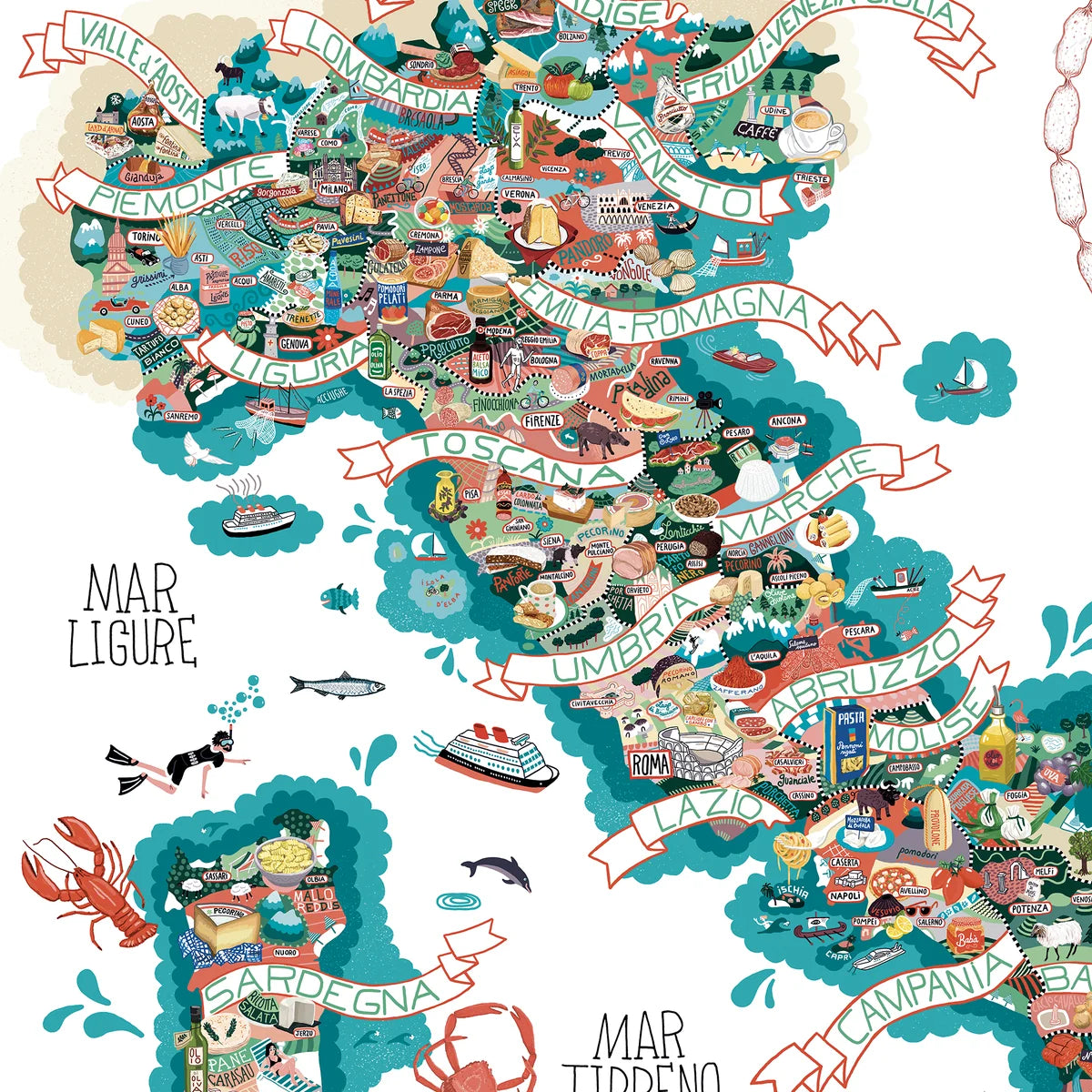 Détail de l'affiche Produits traditionnels italiens par Antoine Corbineau