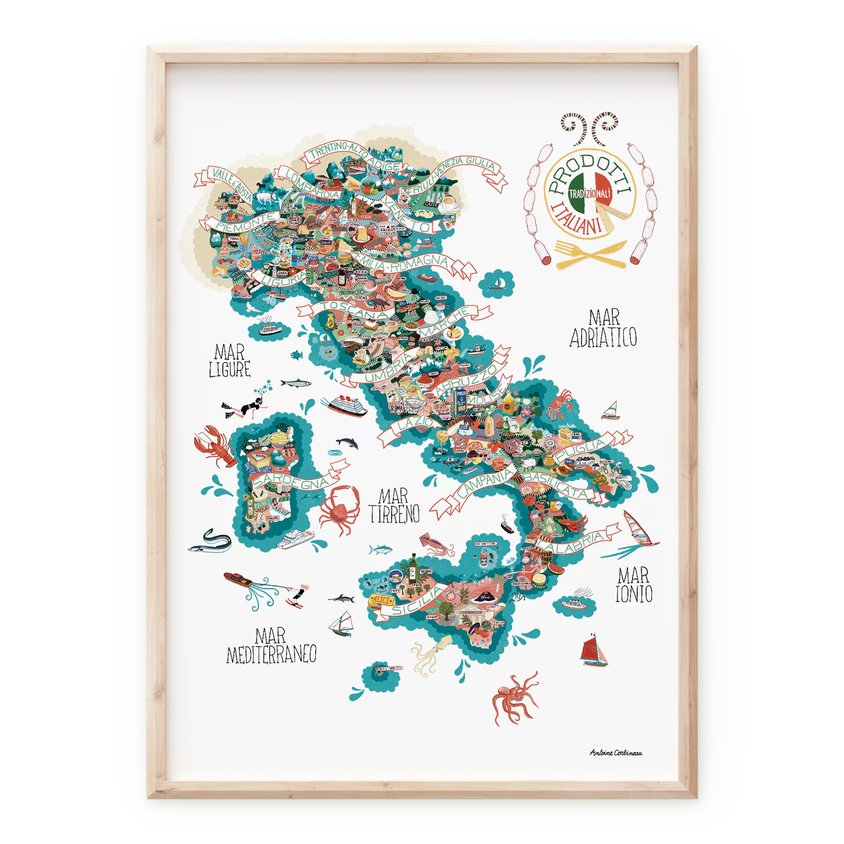 Affiche Produits traditionnels italiens 50x70 - Antoine Corbineau