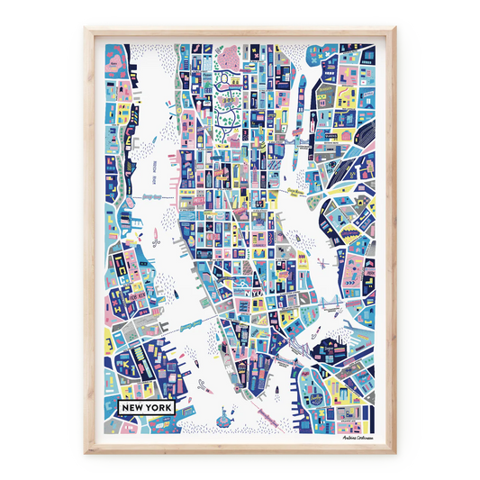 Affiche carte illustrée New York 70x50 - Antoine Corbineau