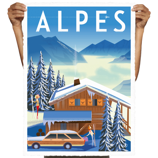 Alpes Chalet - Collection Monsieur Z - 56x76 cm sur papier Velin - Image Republic