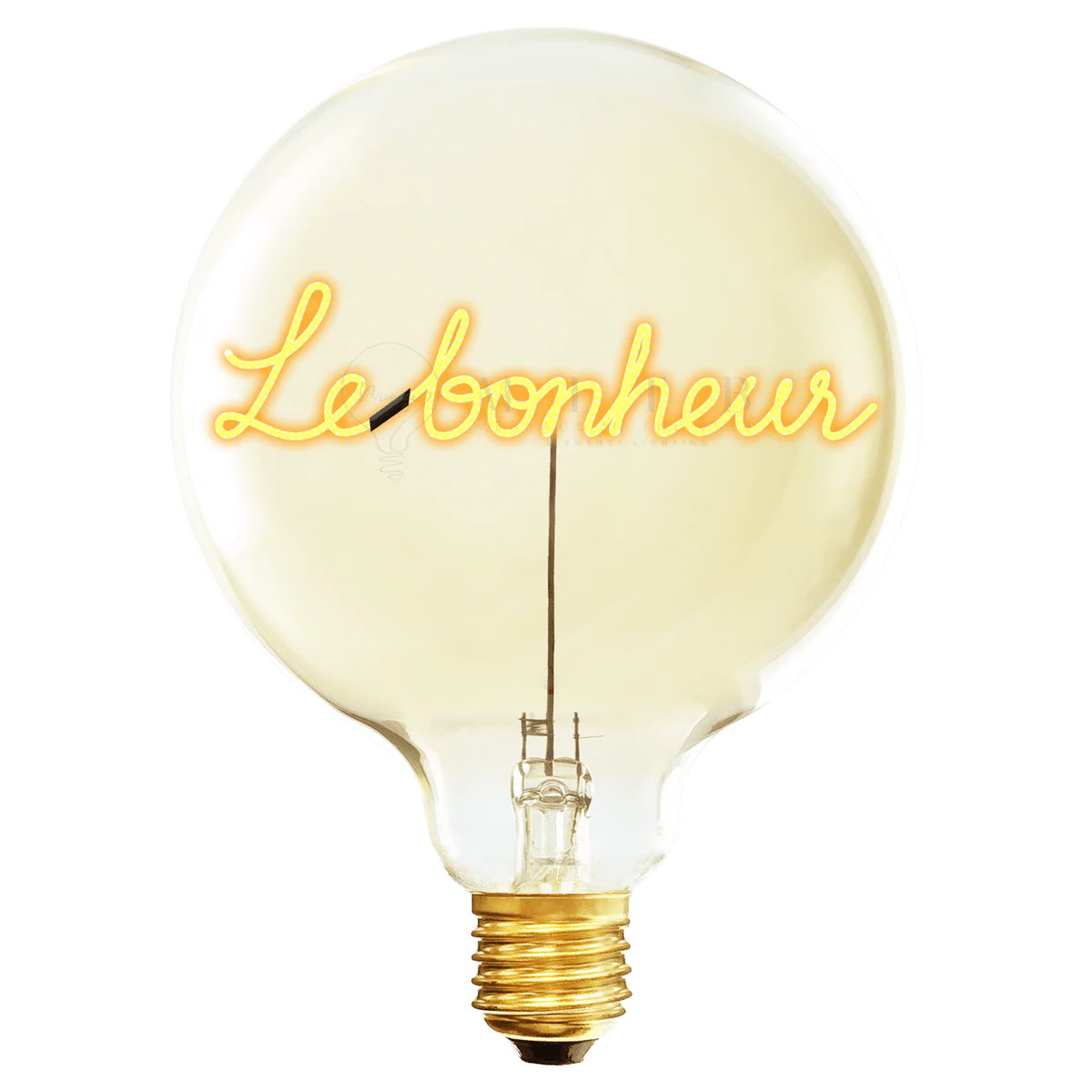 Ampoule Message in the Bulb verre ambré message lumineux led Le Bonheur écrit en attaché