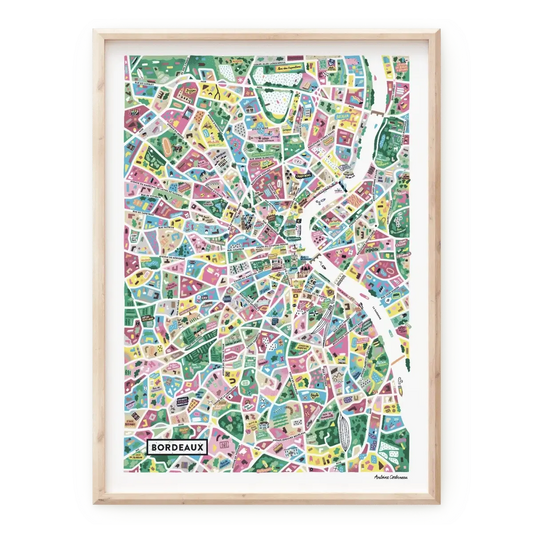 Affiche de la carte illustrée de Bordeaux réalisée par Antoine Corbineau