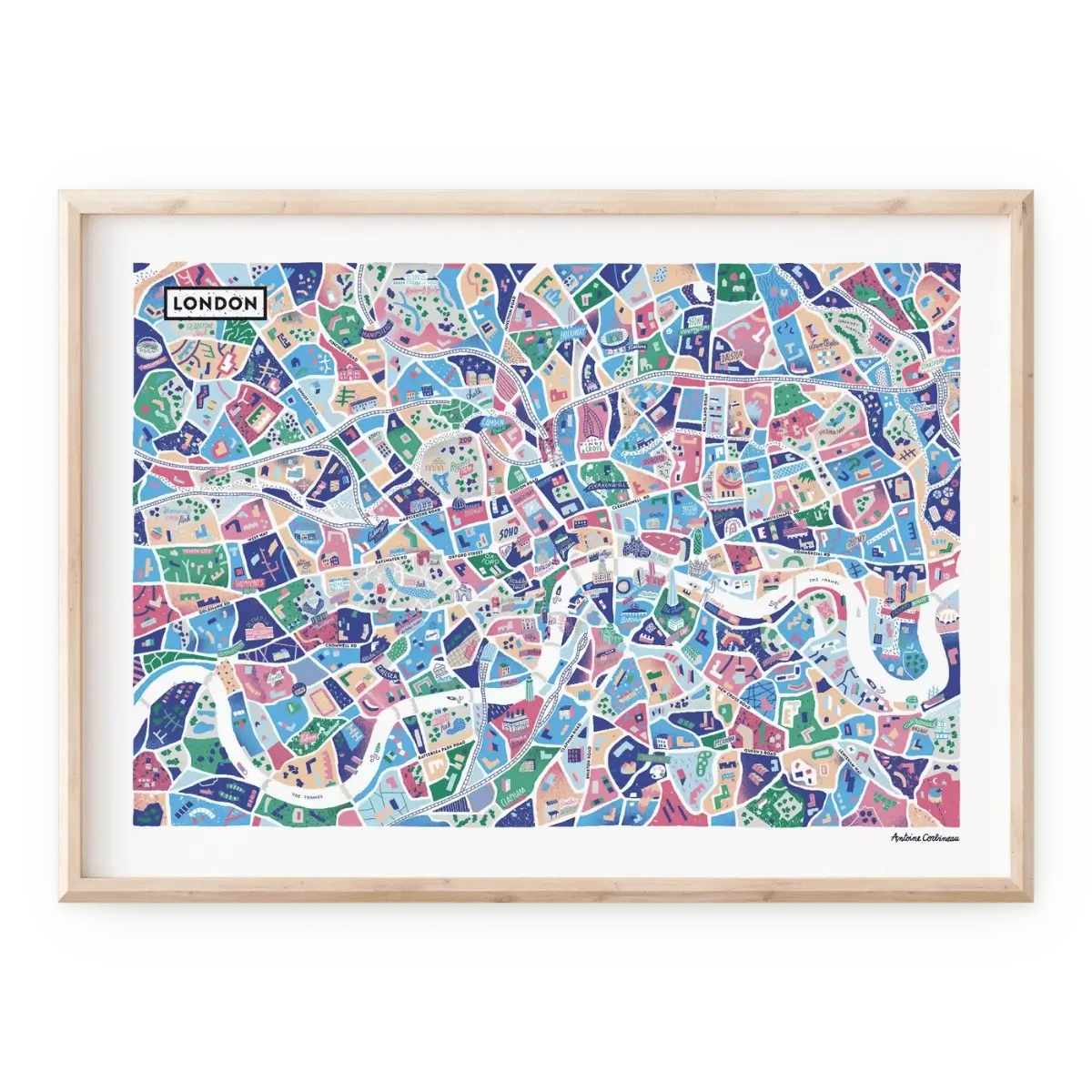 Affiche de la carte illustrée de Londres réalisée par Antoine Corbineau