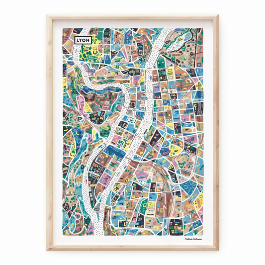 Affiche de la carte illustrée de Lyon réalisée par Antoine Corbineau