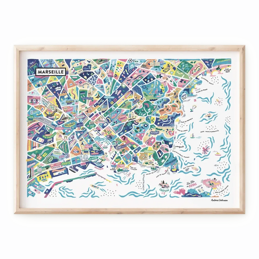 Affiche de la carte illustrée de Marseille réalisée par Antoine Corbineau