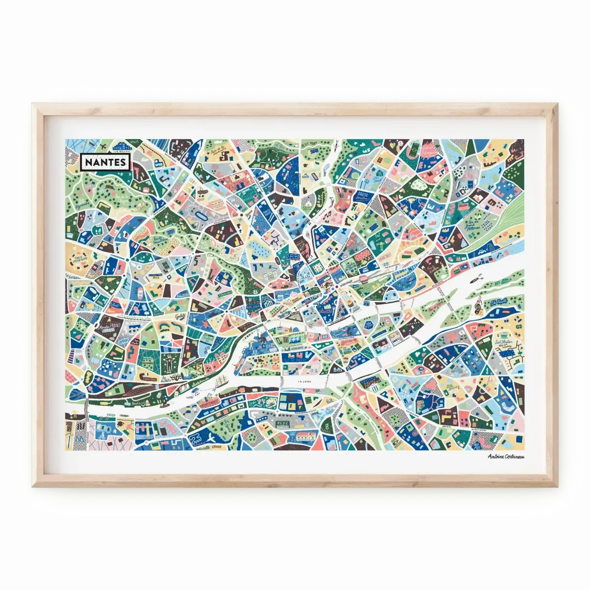 Affiche de la carte illustrée de Nantes réalisée par Antoine Corbineau