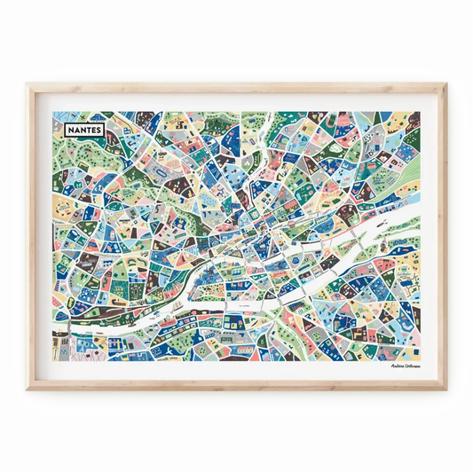 Affiche de la carte illustrée de Nantes réalisée par Antoine Corbineau
