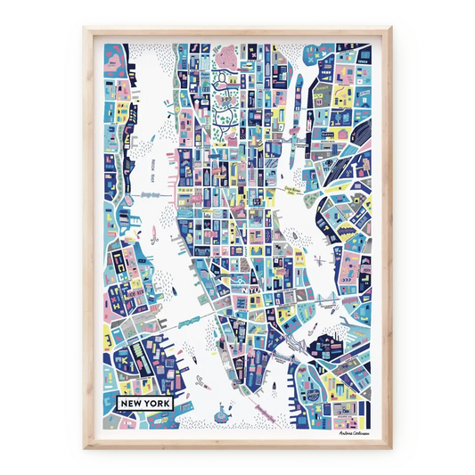 Affiche de la carte illustrée de New York réalisée par Antoine Corbineau