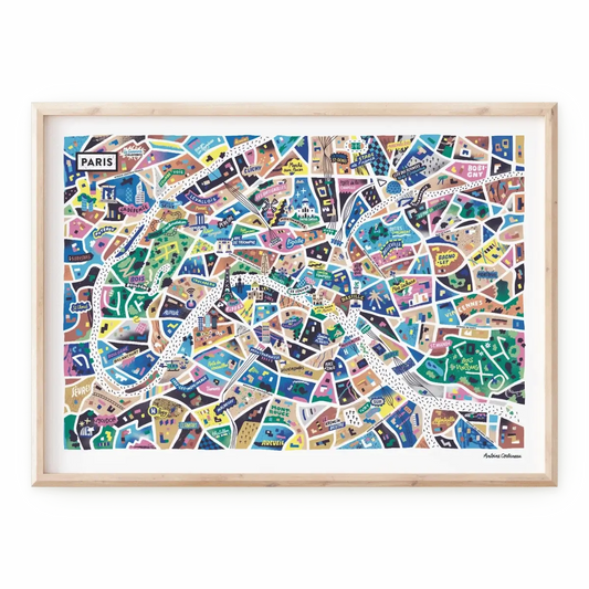 Affiche de la carte illustrée de Paris réalisée par Antoine Corbineau