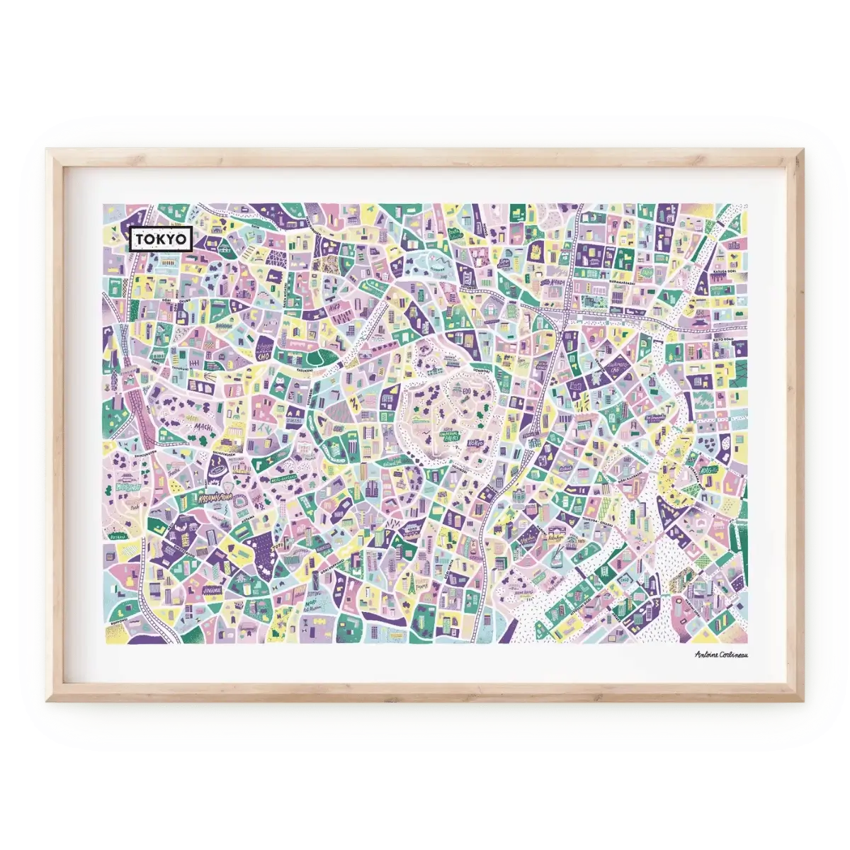 Affiche de la carte illustrée de Tokyo réalisée par Antoine Corbineau