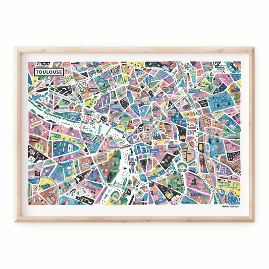 Affiche de la carte illustrée de Toulouse réalisée par Antoine Corbineau