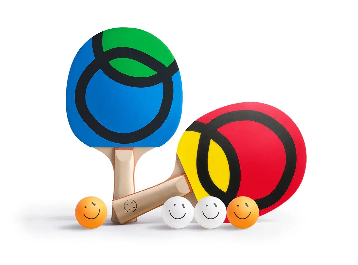 Set de raquettes de ping-pong Infinite play avec quatre balles Smiley Wink Art of Ping Pong