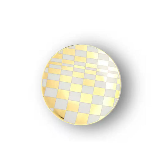Assiette en porcelaine Sibilla à motif graphique or et blanc de la collection La Tavola Scomposta par Bitossi Home
