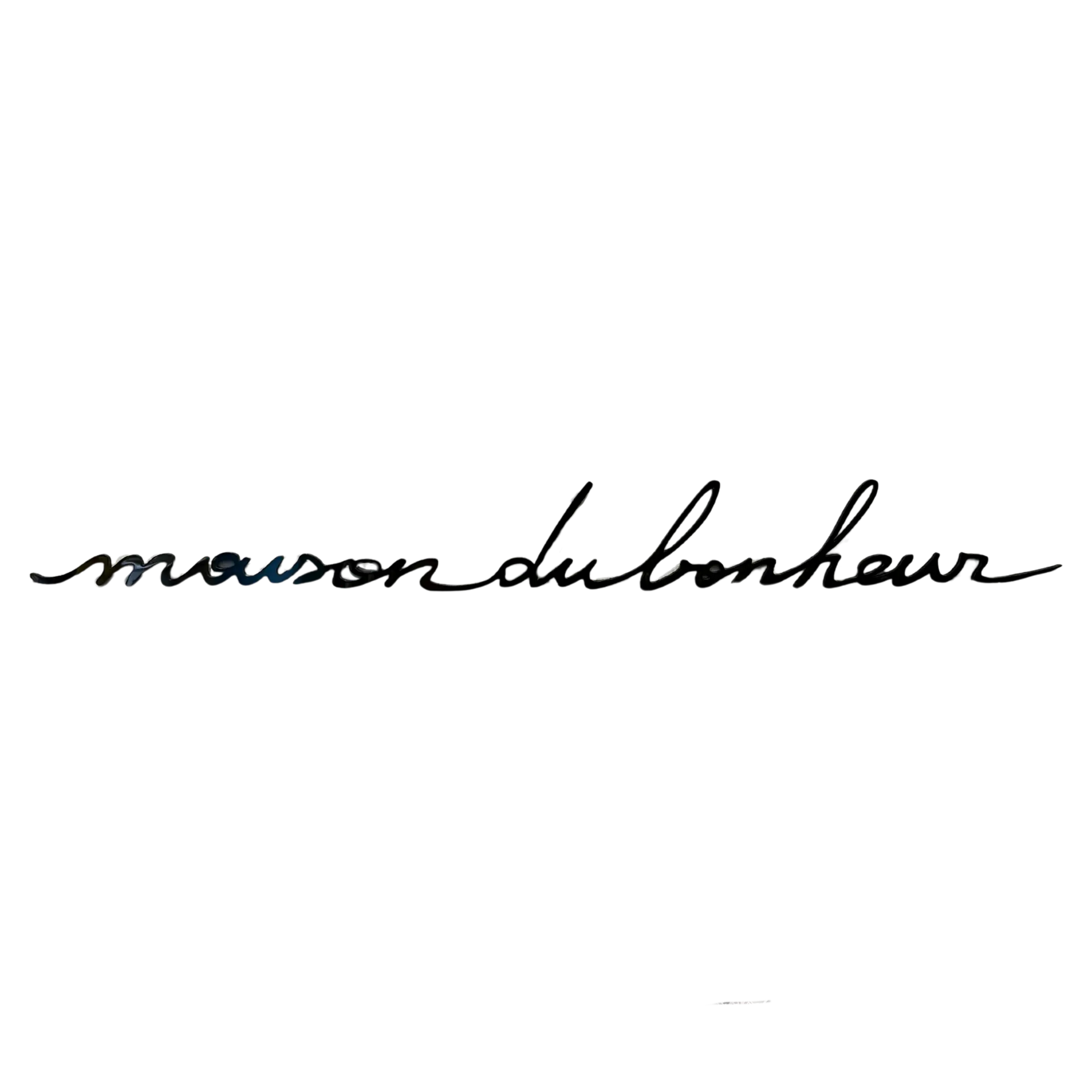 Phrase murale "Maison du bonheur" en plexiglas recyclé, décoration murale design par Atelier Suspendu