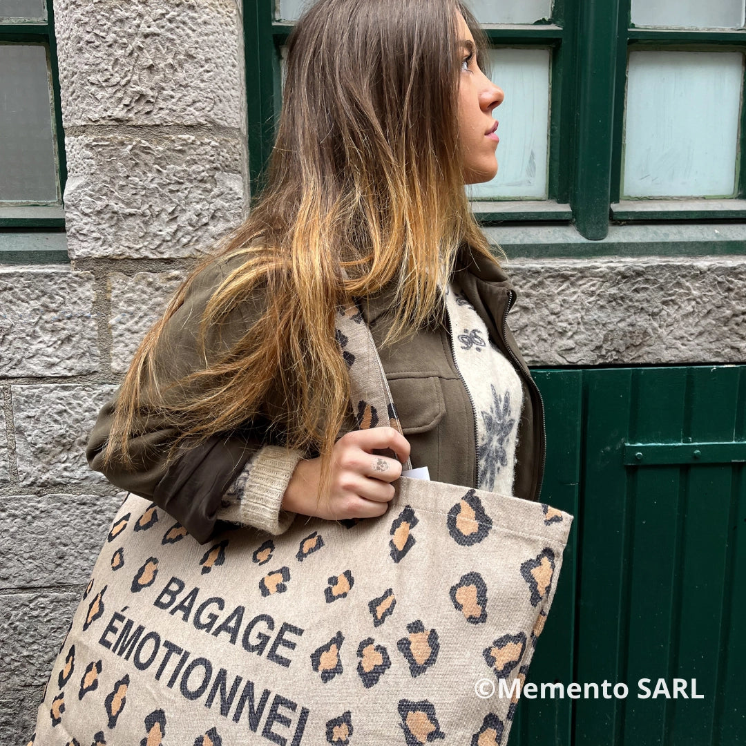Tote bag léopard "Bagage émotionnel" Félicie Aussi