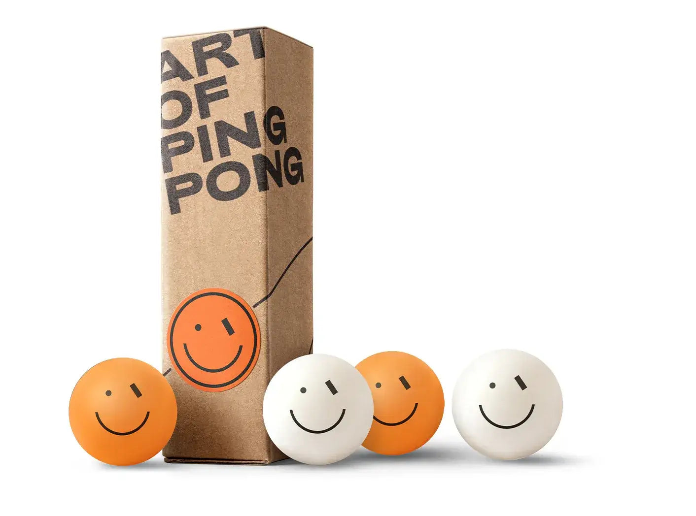 Set de 4 balles de ping-pong Smiley Wink blanches et orange par Art of Ping Pong