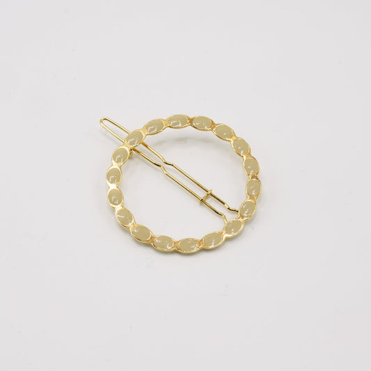 Appoline Champagne - Barrette ronde en email