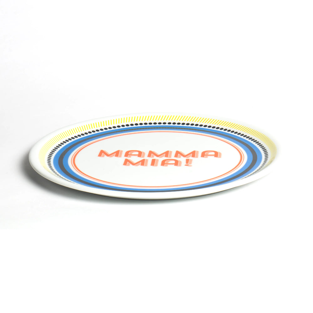 Assiette à pizza Mamma Mia en porcelaine de Bitossi Home vue de profil
