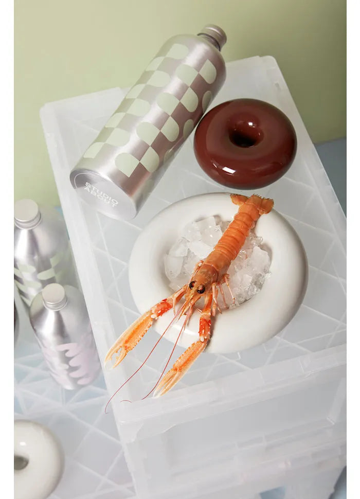 Grand bougeoir BOB gris clair avec un homard
