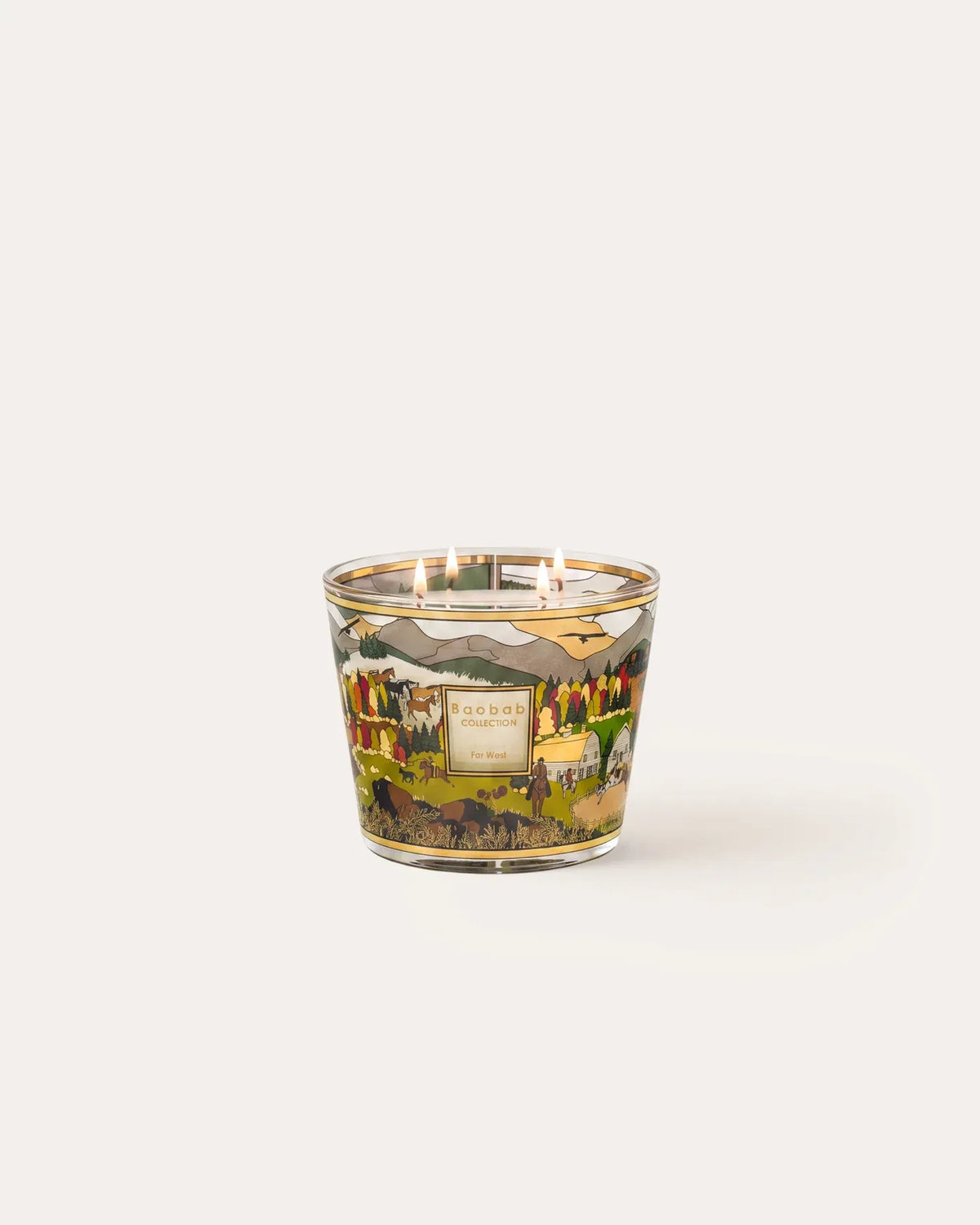 Bougie Far West Baobab Collection en verre sérigraphié, format Classique