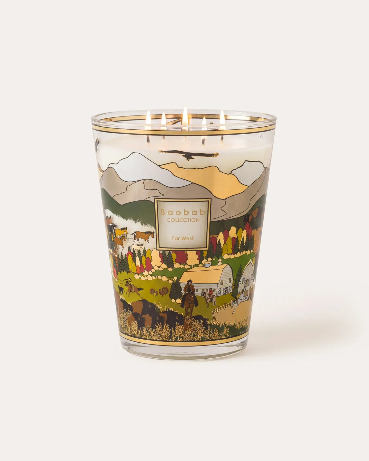 Bougie Far West Baobab Collection en verre sérigraphié, format Grande