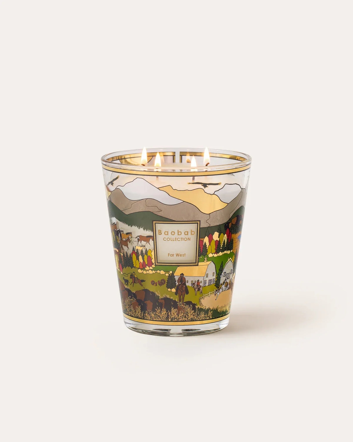 Bougie Far West Baobab Collection en verre sérigraphié, format signature