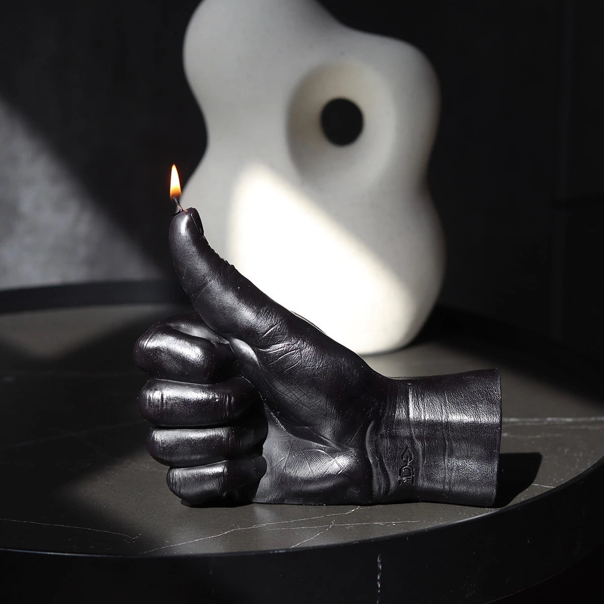 bougie en forme de main, Thumbs Up noir  - Candle Hand