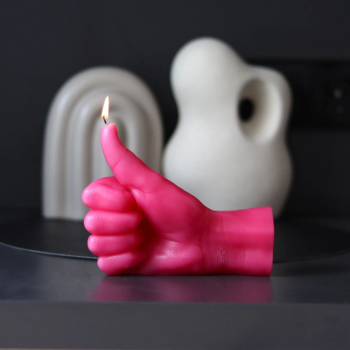 bougie en forme de main, Thumbs Up rose  - Candle Hand